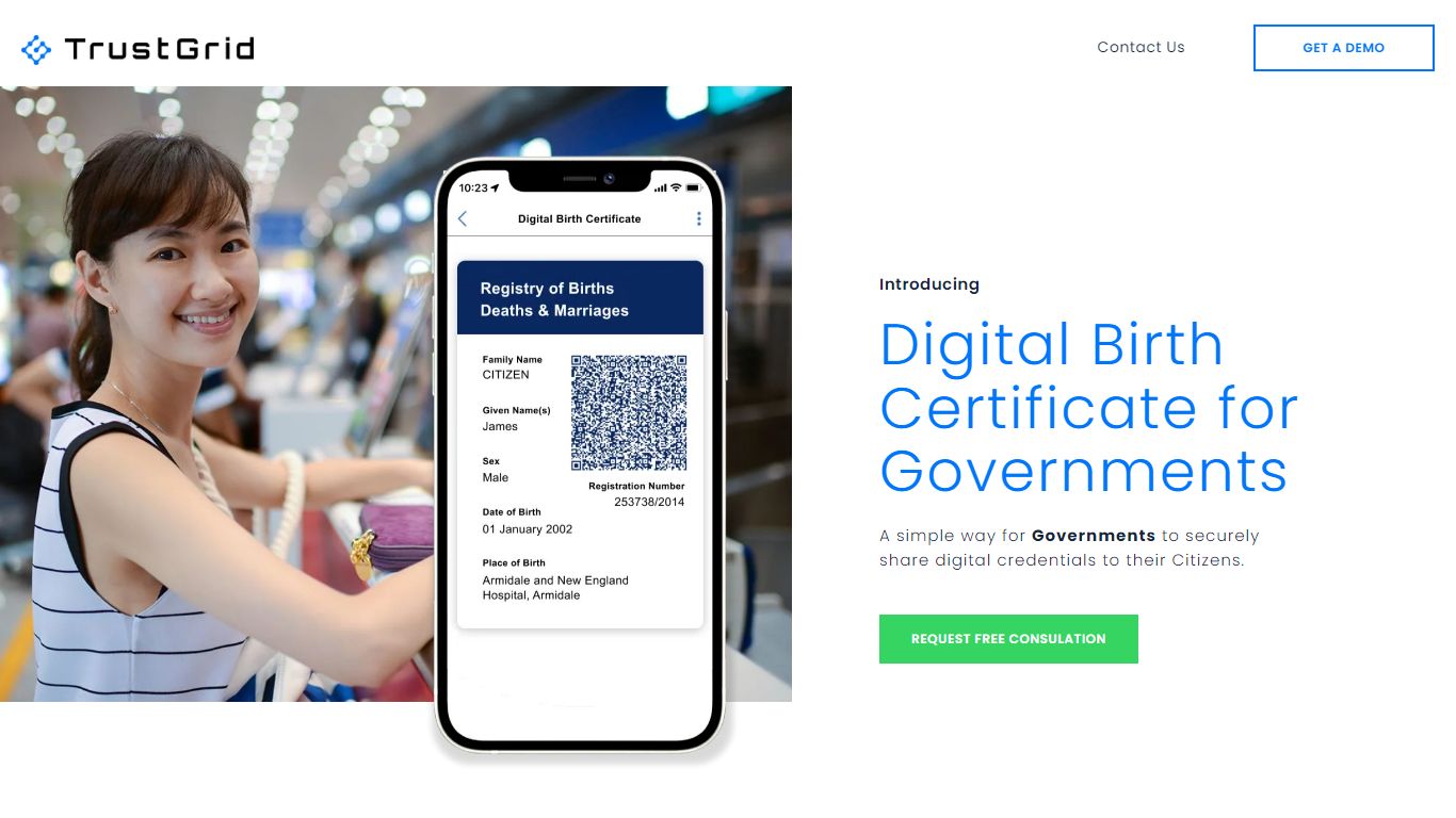 Digital Birth Certificate - TrustGrid