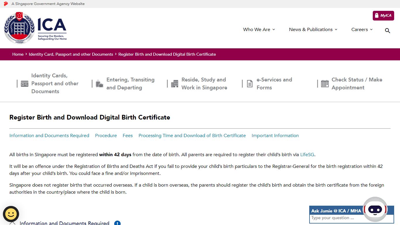 ICA | Register Birth and Download Digital Birth Certificate